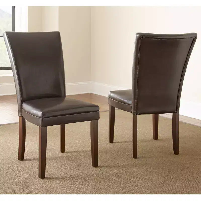 Lot de 2 chaises marron rembourrées, sans montage, pieds en bois, garnissage en mousse