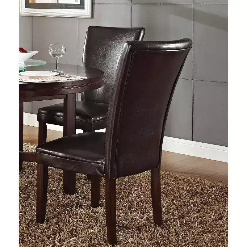 Lot de 2 chaises marron rembourrées, sans montage, pieds en bois, garnissage en mousse