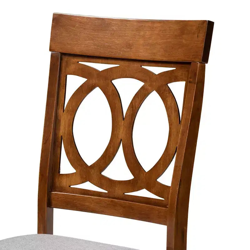 Ensemble de 2 chaises de salle à manger en tissu et bois Gris/Noyer Polyester, Nettoyage des taches, Sans accoudoirs