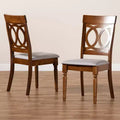 Ensemble de 2 chaises de salle à manger en tissu et bois Gris/Noyer Polyester, Nettoyage des taches, Sans accoudoirs