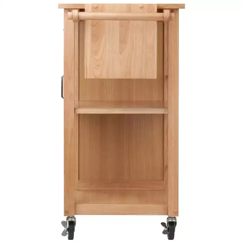 Desserte de cuisine îlot mobile naturel avec rangement et porte-serviettes