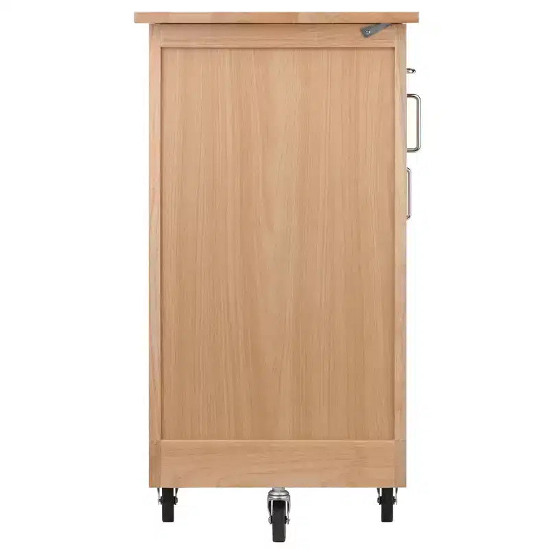Desserte de cuisine îlot mobile naturel avec rangement et porte-serviettes