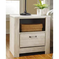 Table de chevet blanche à un tiroir : Table de chevet avec port USB et rangement