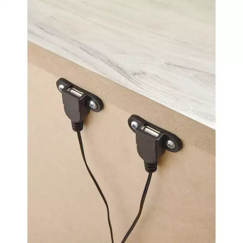 Table de chevet blanche à un tiroir : Table de chevet avec port USB et rangement