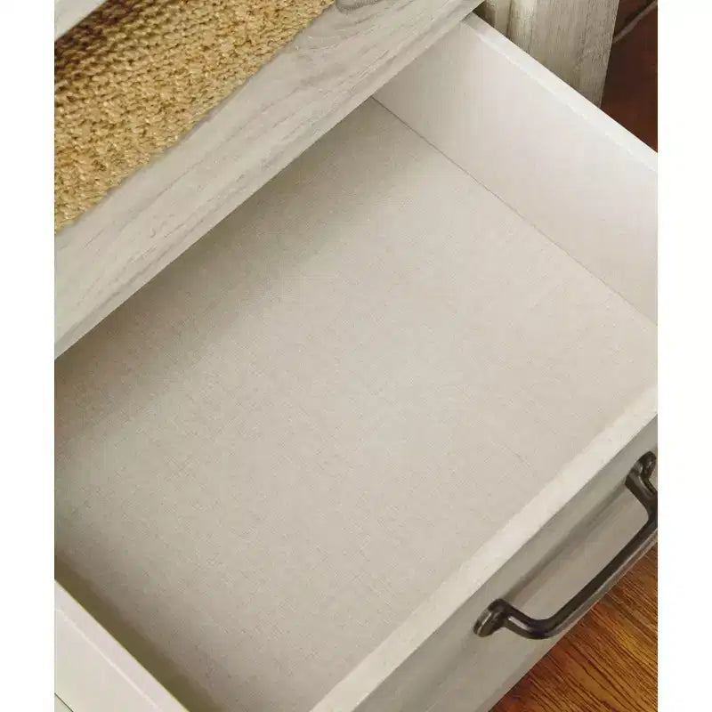 Table de chevet blanche à un tiroir : Table de chevet avec port USB et rangement