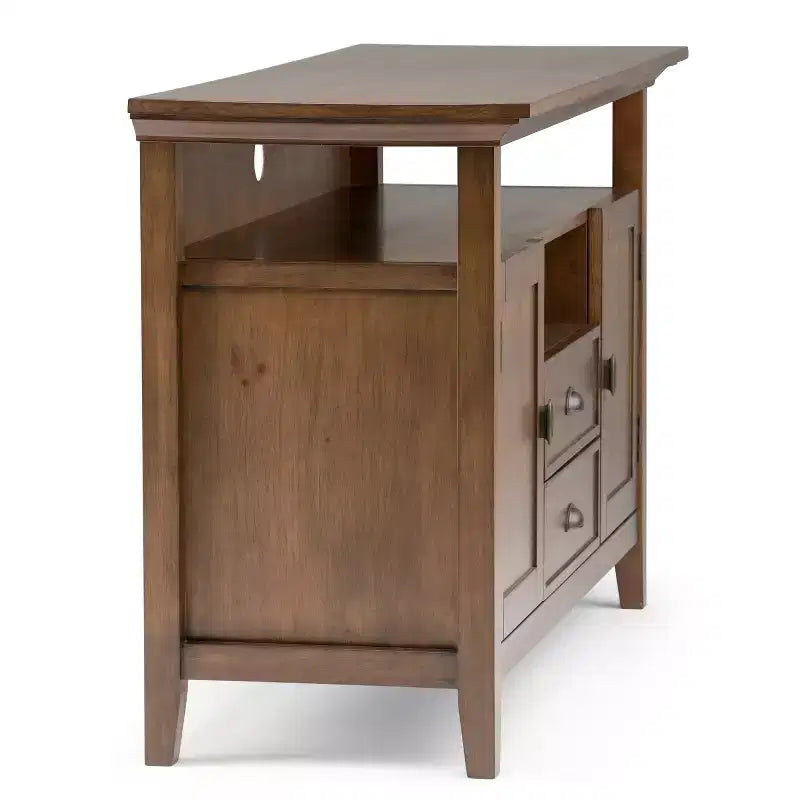 Meuble TV en bois massif pour téléviseurs jusqu'à 60 po Brun vieilli rustique naturel : Rangement multimédia, quincaillerie en laiton