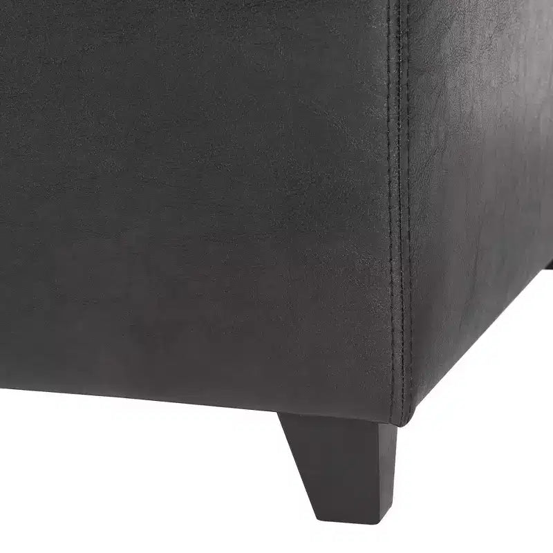 Banc de rangement ottoman en similicuir avec surpiqûres, marron foncé