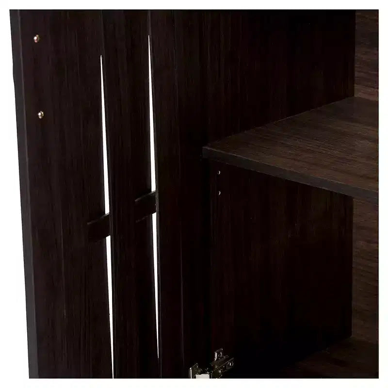Buffet de rangement moderne et contemporain - Marron foncé : Étagères fixes, Bois composite, Meuble de cuisine