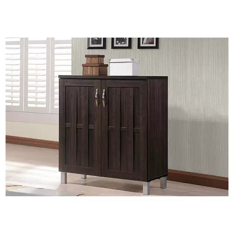 Buffet de rangement moderne et contemporain - Marron foncé : Étagères fixes, Bois composite, Meuble de cuisine