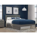 Lit Queen Oxford avec chargeur USB turbo et lit gigogne XL en bois massif gris, sommier non requis, design de style Mid-Century