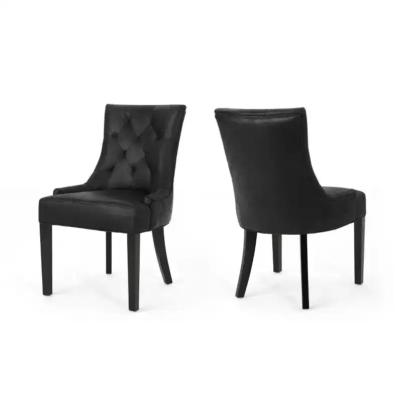 Lot de 2 chaises de salle à manger traditionnelles en microfibre
