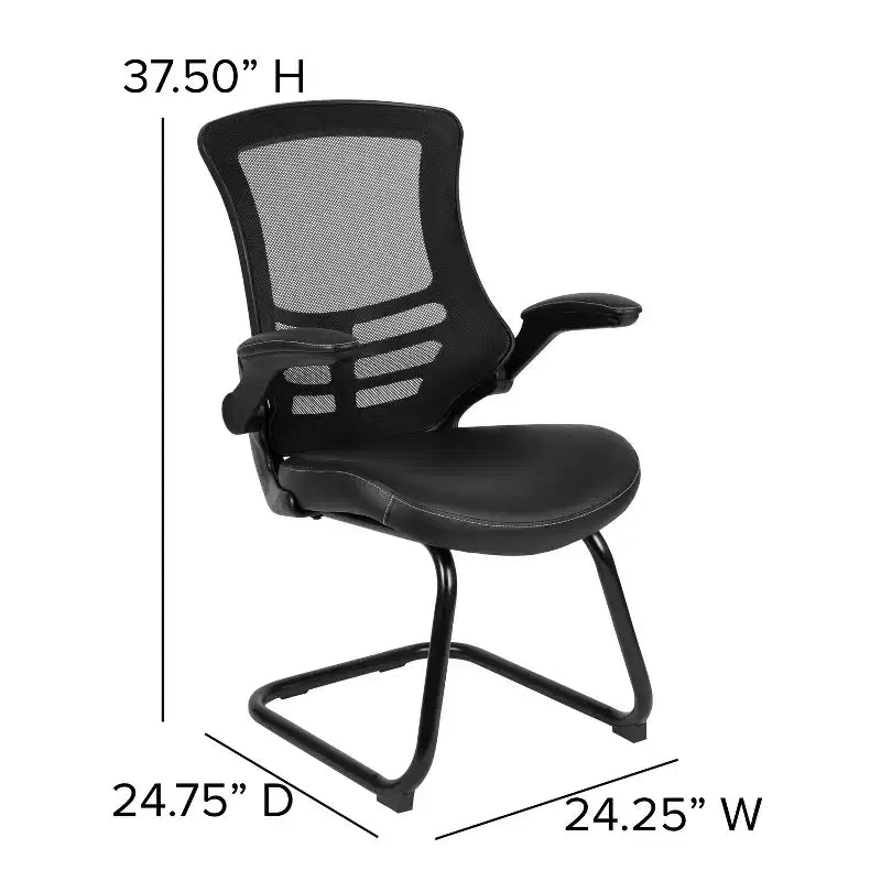 Chaise de bureau ergonomique à dossier en maille | Accoudoirs relevables, support lombaire, piètement luge