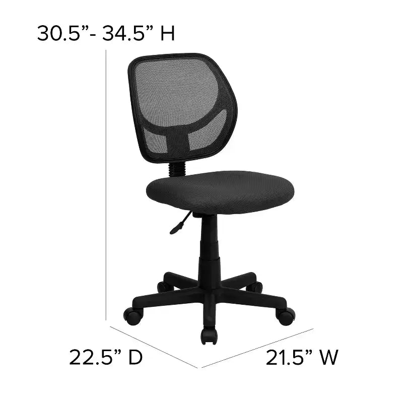 Chaise de bureau à dossier carré incurvé en maille pivotante à hauteur mi-dossier