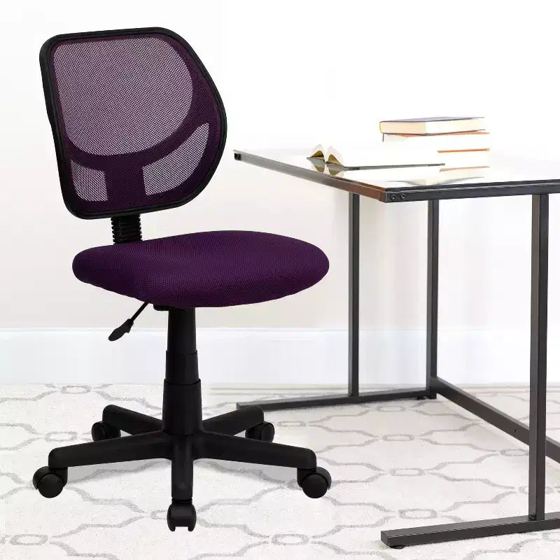 Chaise de bureau à dossier carré incurvé en maille pivotante à hauteur mi-dossier