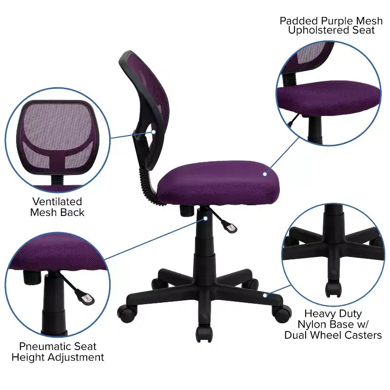 Chaise de bureau à dossier carré incurvé en maille pivotante à hauteur mi-dossier
