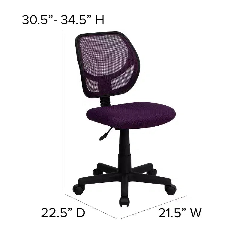Chaise de bureau à dossier carré incurvé en maille pivotante à hauteur mi-dossier